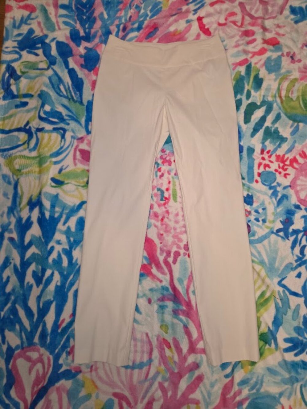 NIC+ZOE Size 4 Ivory Pull-On Straight Leg Pants Stretch